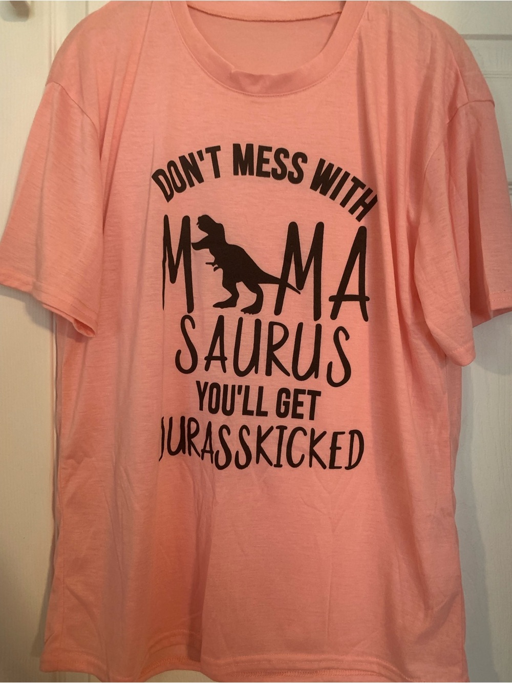 Don't Mess With Mamasaurus Pink Graphic Tee